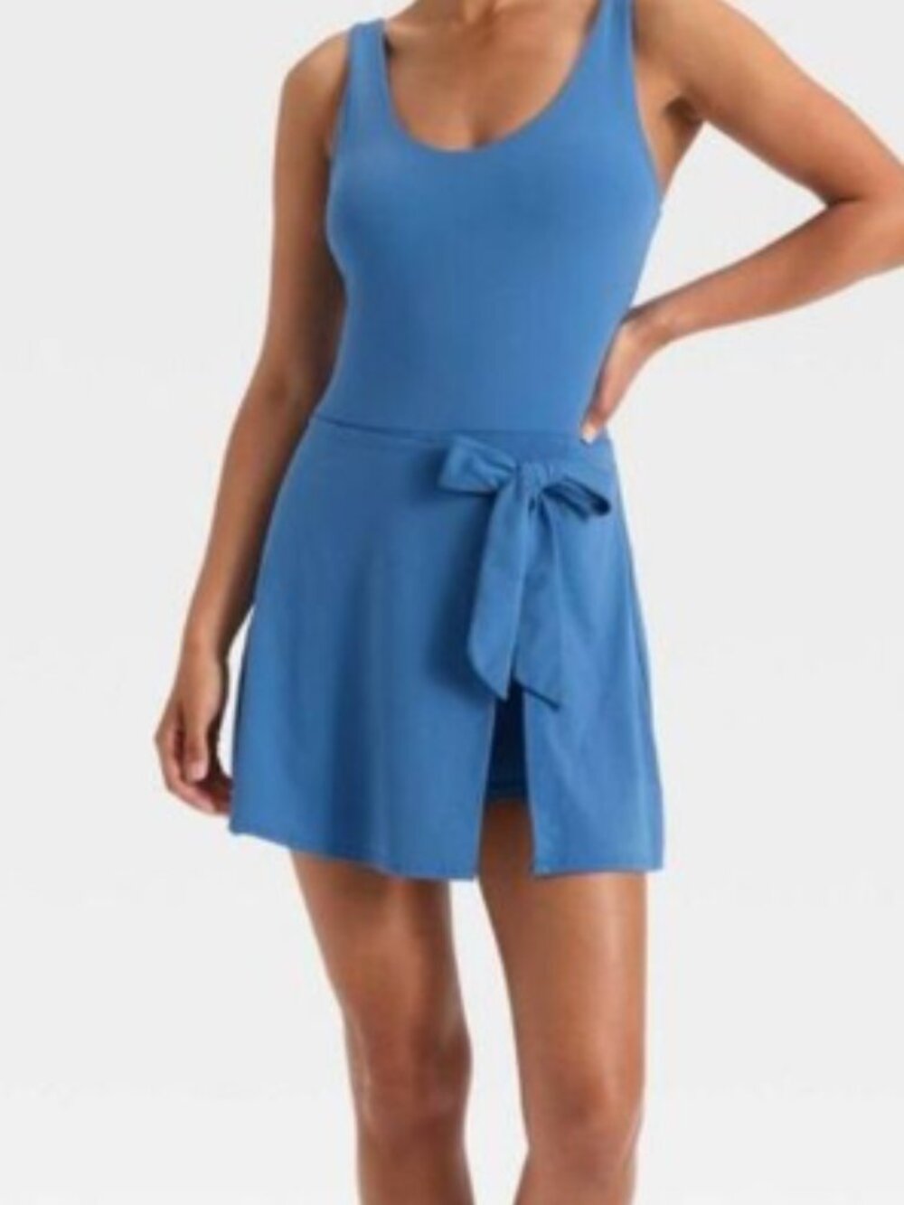 Women's Knit Front Tie Active Dress - JoyLab Dark Blue